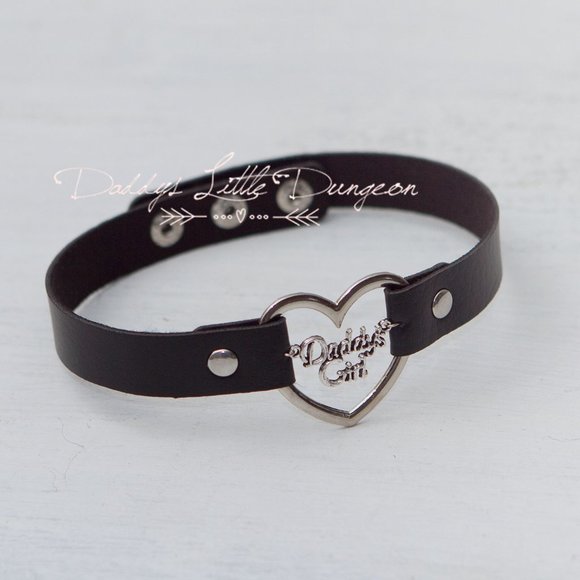 Black Gothic Daddy's Girl Charm Heart Day Collar Lolita Choker for Cosplay - Picture 1 of 1